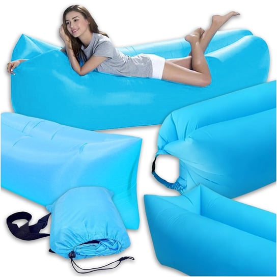LEŻAK PLAŻOWY SOFA NA POWIETRZE TRANSPORTOWA NIEBIESKI 220 x 70 cm DomoweHity24