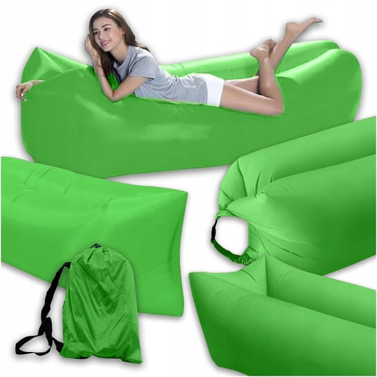 LEŻAK PLAŻOWY SOFA NA POWIETRZE TRANSPORTOWA ZIELONY 220 x 70 cm DomoweHity24