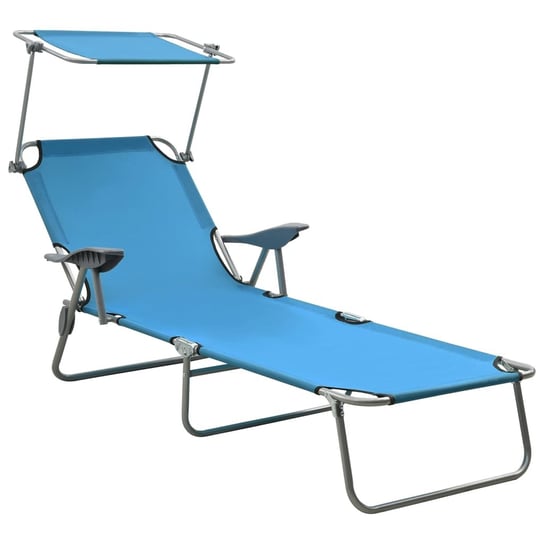 Leżak plażowy z zadaszeniem niebieski 71,5x188x27 Zakito Europe