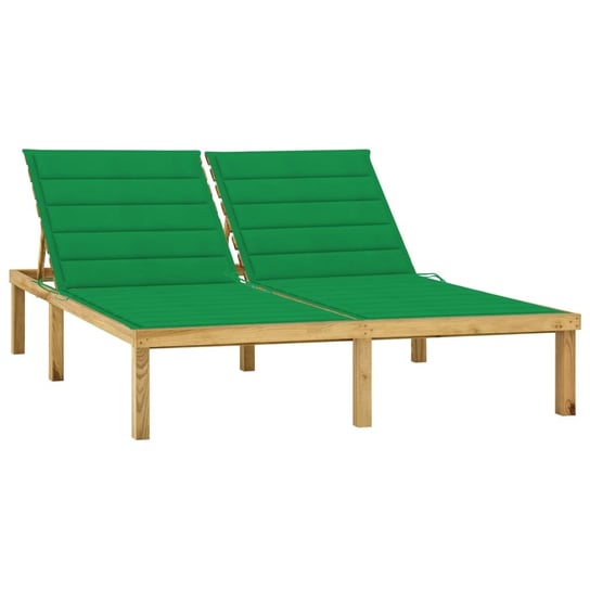 Leżak podwójny z zielonymi poduszkami, impregnowana sosna vidaXL