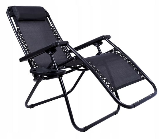 Leżak Składany Fotel Ogrodowy Krzesło Zero Gravity ORION Czarny eHokery