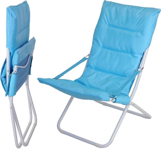 Leżak składany, krzesło plażowe niebieskie, 90 cm King Home