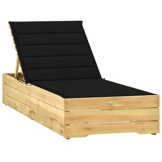 Leżak z czarną poduszką, impregnowane drewno sosnowe vidaXL