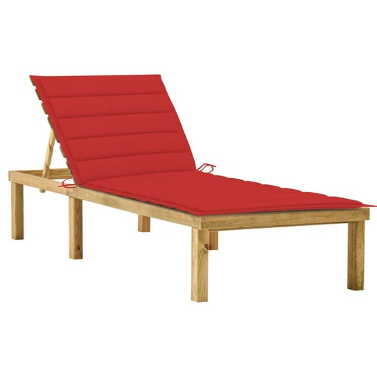 Leżak z czerwoną poduszką, impregnowane drewno sosnowe vidaXL