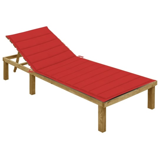 Leżak z czerwoną poduszką, impregnowane drewno sosnowe vidaXL