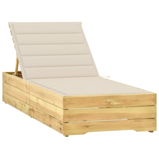 Leżak z kremową poduszką, impregnowane drewno sosnowe vidaXL