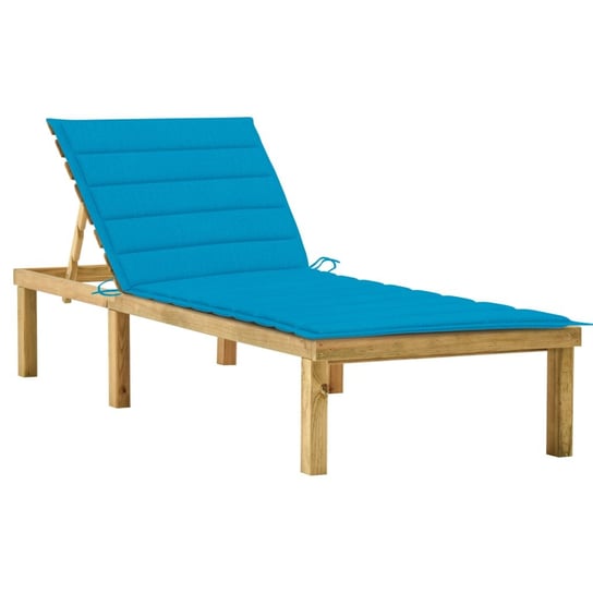 Leżak z niebieską poduszką, impregnowane drewno sosnowe vidaXL