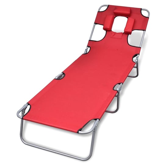 Leżak z podgłówkiem vidaXL, czerwony, 189x58x27 cm vidaXL