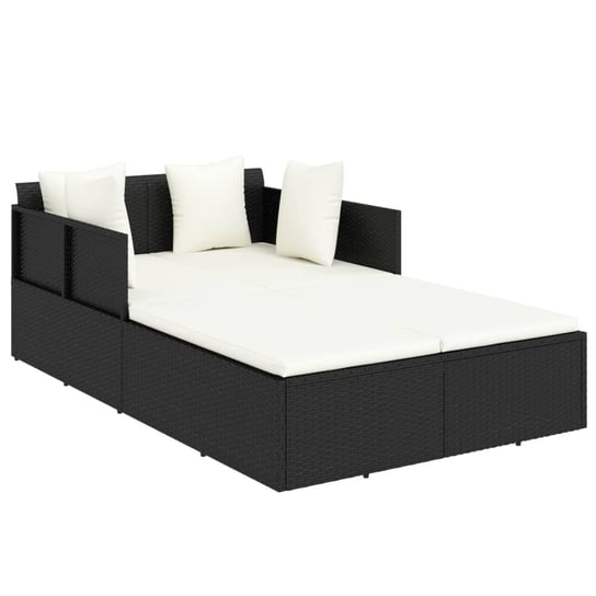 Leżak z poduszką, czarny, 182x118x63 cm, rattan PE vidaXL