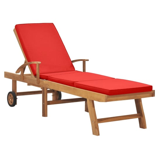 Leżak z poduszką VIDAXL, czerwony, 195x59,5x35 cm vidaXL