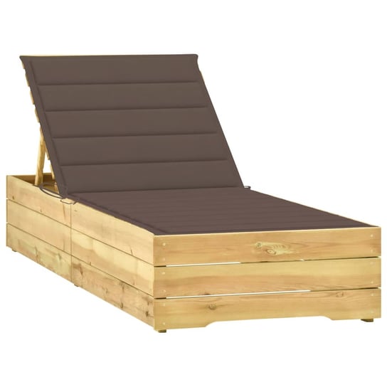 Leżak z poduszką w kolorze taupe, impregnowane drewno sosnowe vidaXL