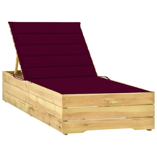 Leżak z poduszką w kolorze wina, impregnowane drewno sosnowe vidaXL