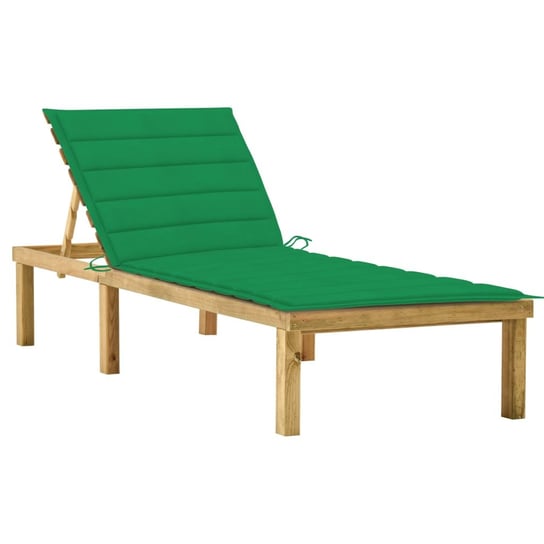 Leżak z zieloną poduszką, impregnowane drewno sosnowe vidaXL