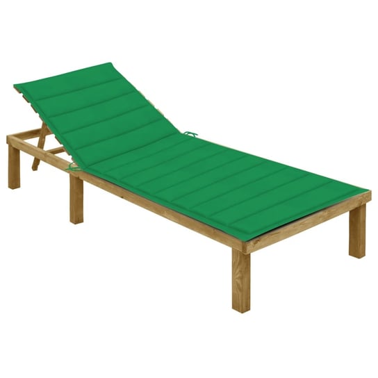 Leżak z zieloną poduszką, impregnowane drewno sosnowe vidaXL