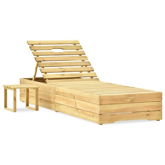 Leżak ze stolikiem, impregnowane na zielono drewno sosnowe vidaXL