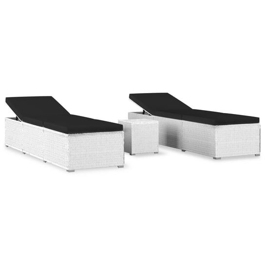 Leżak ze stolikiem, rattan PE, biały, 195x60x31 cm / AAALOE Inna marka