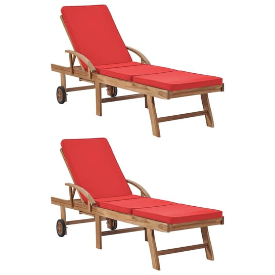 Leżaki z poduszkami VIDAXL, czerwone, 195x59,5x35 cm, 2 szt vidaXL
