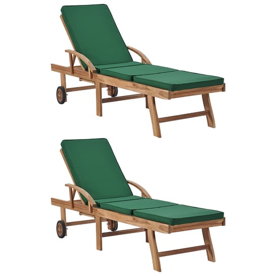 Leżaki z poduszkami VIDAXL, zielone, 195x59,5x35 cm, 2 szt vidaXL