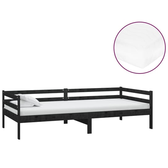 Leżanka 2w1 czarno-biała 204x98x57 cm lite drewno Zakito Europe