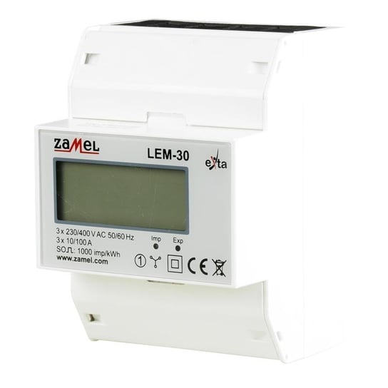 Licznik energii elektrycznej 3-fazowy 100A LEM-30 Zamel ZAMEL