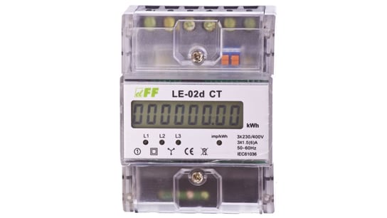 Licznik energii elektrycznej 3-fazowy 5A 230/400V do współpracy z przekładnikiem (programowalny) 20-6000/5A LCD LE-02D-CT F&F