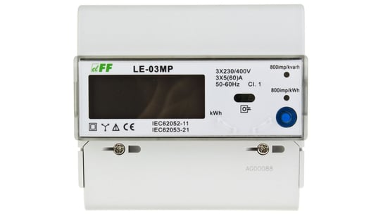 Licznik energii elektrycznej 3-fazowy 60A 230/400V RS-485 MODBUS wyświetlacz LCD LE-03MP F&F