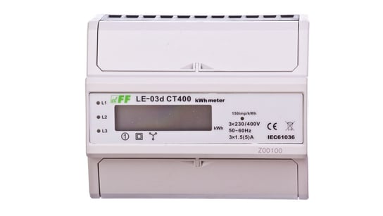 Licznik energii elektrycznej 3-fazowy przekładnikowy 400/5A z wyświetlaczem LCD LE03D-CT400 F&F