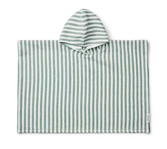 Liewood - Bawełniane dziecięce ponczo- ręcznik kąpielowy Paco - Y/D Stripes: Peppermint/White - 3/4Y Liewood