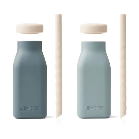 Liewood silikonowa butelka dla dzieci ze słomką 2-pack Blue mix Liewood