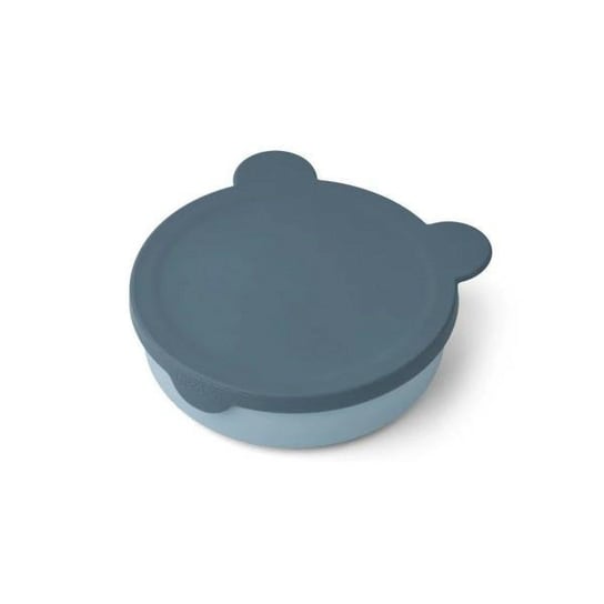 Liewood - Silikonowa miseczka z przegródkami i pokrywką Rosie - Mr bear/whale blue/sea blue mix Liewood