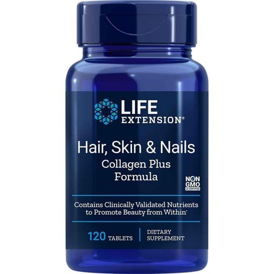 Life Extension Włosy, skóra, paznokcie formuła z kolagenem - Suplement diety, 120 tab. Life Extension