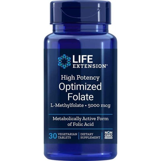 Life Extension Wzmocniony Optymalizowany Folian 5000 mcg - Suplementy diety, 30 tabletek Life Extension