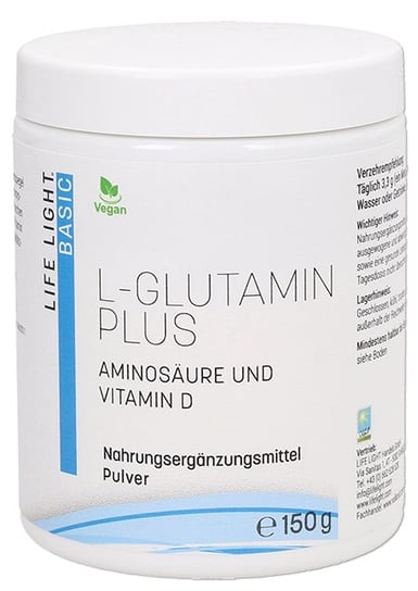 Life Light, L-glutamina Plus + Witamina D, Proszek, 150 G Suplement diety Life Light