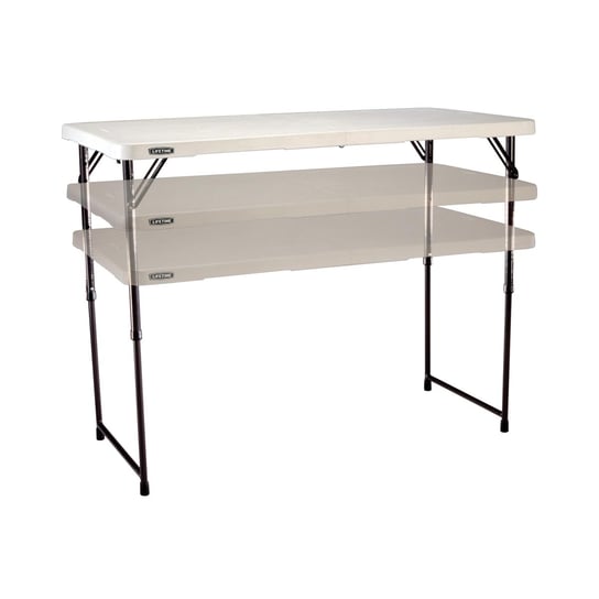 LIFETIME Stół składany w pół o regulowanej wysokości, biały, 61,8x60,9x7,8 cm Lifetime
