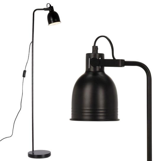 Light Style Living Lampa stojąca podłogowa metalowa do czytania nocna czarna loft 129 cm Orion