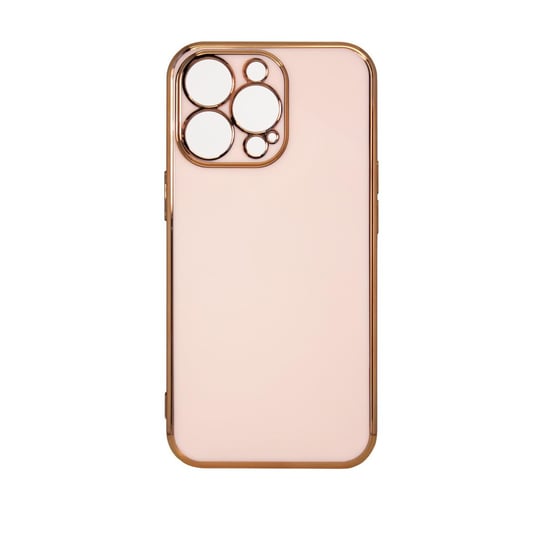 Lighting Color Case Etui Do Iphone 12 Pro Żelowy Pokrowiec Ze Złotą Ramką Różowy Hurtel