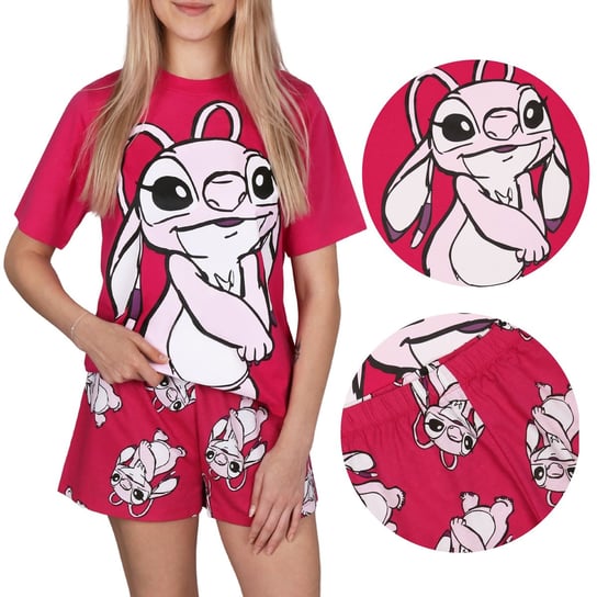 Lilo i Stitch Disney Andzia Letnia piżama damska, różowa piżama na krótki rękaw XS Disney