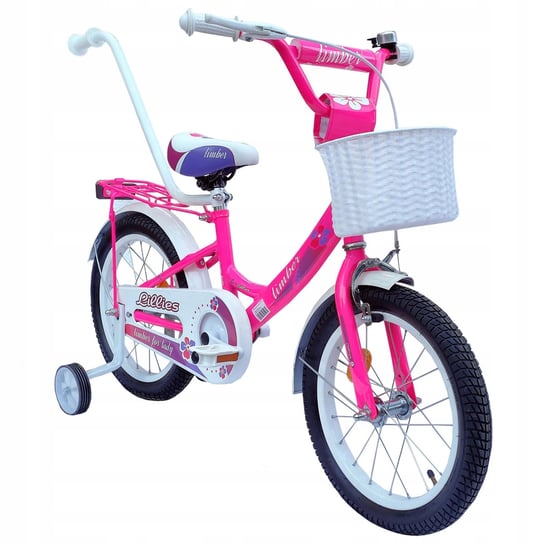 Limber, Rower dla dzieci, BMX 16", różowy z prowadnikiem, dziewczęcy Limber