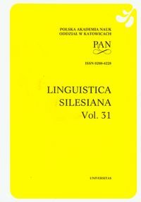 Linguistica Silesiana vol. 31 Opracowanie zbiorowe