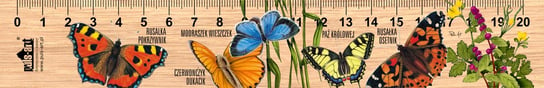 Linijka drewniana, motyle, 20 cm Puls-Art