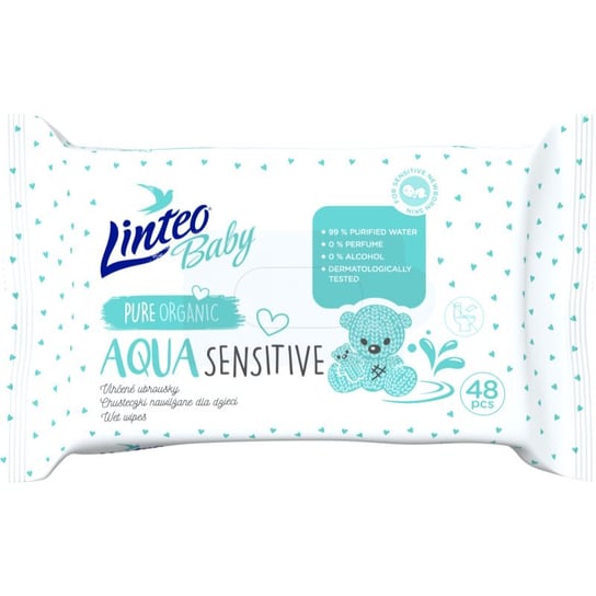 Linteo Baby Aqua Sensitive delikatne nawilżane chusteczki dla dzieci 48 szt. Linteo