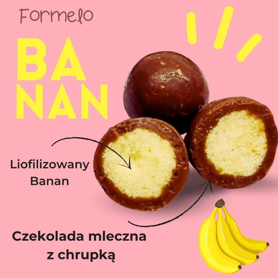 Liofilizowany banan w czekoladzie mlecznej z chrupką 100g opakowanie bag Formelo