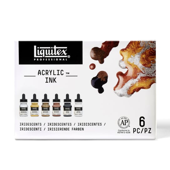 Liqutex, zestaw tuszy akrylowych Metallic 6 x 30 ml. LIQUITEX