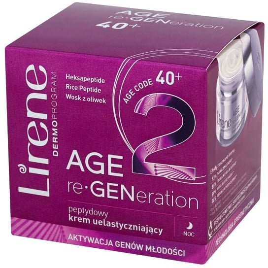Lirene, Age Re-Generation 40+, peptydowy krem uelastyczniający na noc, 50 ml Lirene