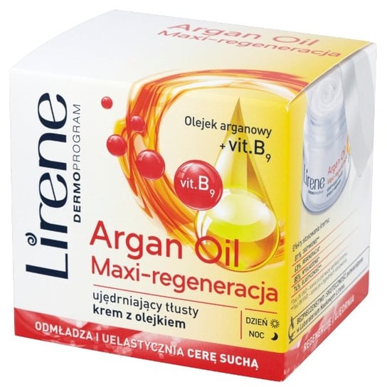 Lirene, Argan Oil, ujędrniający tłusty krem z olejkiem Maxi-Regeneracja , 50 ml Lirene