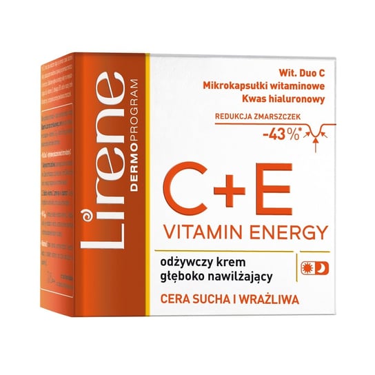 Lirene C+E VITAMIN ENERGY Odżywczy krem głęboko nawilżający na dzień i noc cera sucha i wrażliwa 50ml Lirene