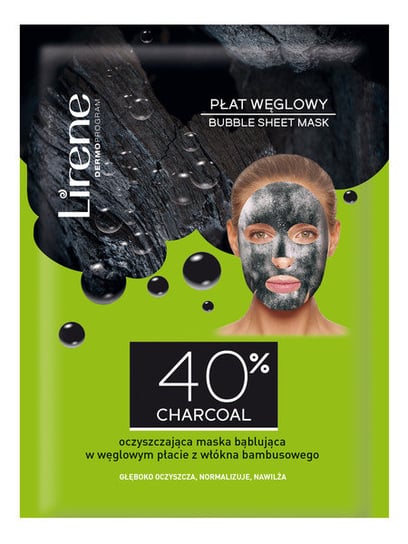 Lirene, Charcoal, oczyszczająca maska bąblująca w węglowym płacie, 1 szt. Lirene