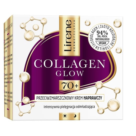 Lirene, Collagen Glow Przeciwzmarszczkowy Krem Naprawczy 70+, 50ml Lirene