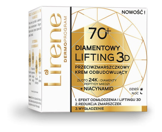 Lirene Diamentowy Lifting 3D Przeciwzmarszczkowy krem odbudowujący 70+ 50ml Lirene