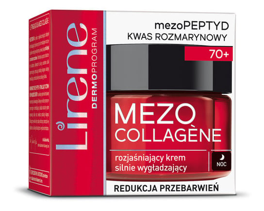 Lirene Mezo Collagene Rozjaśniający krem silnie wygładzający na noc 70+ 50ml Lirene